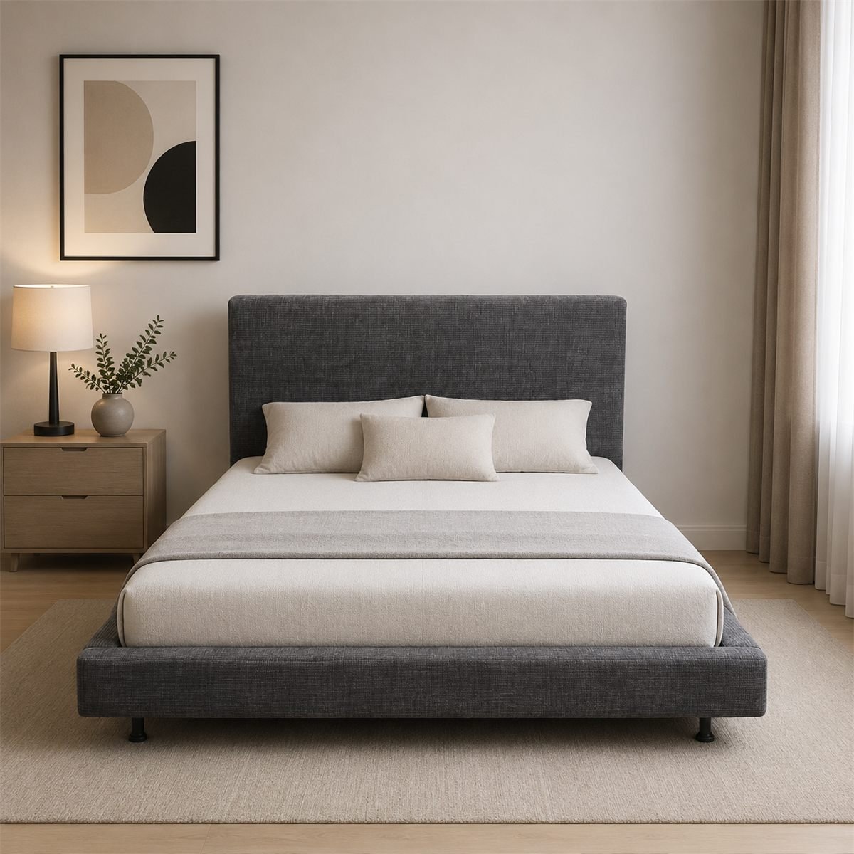 KIRA Channel Bed styled in a bedroom