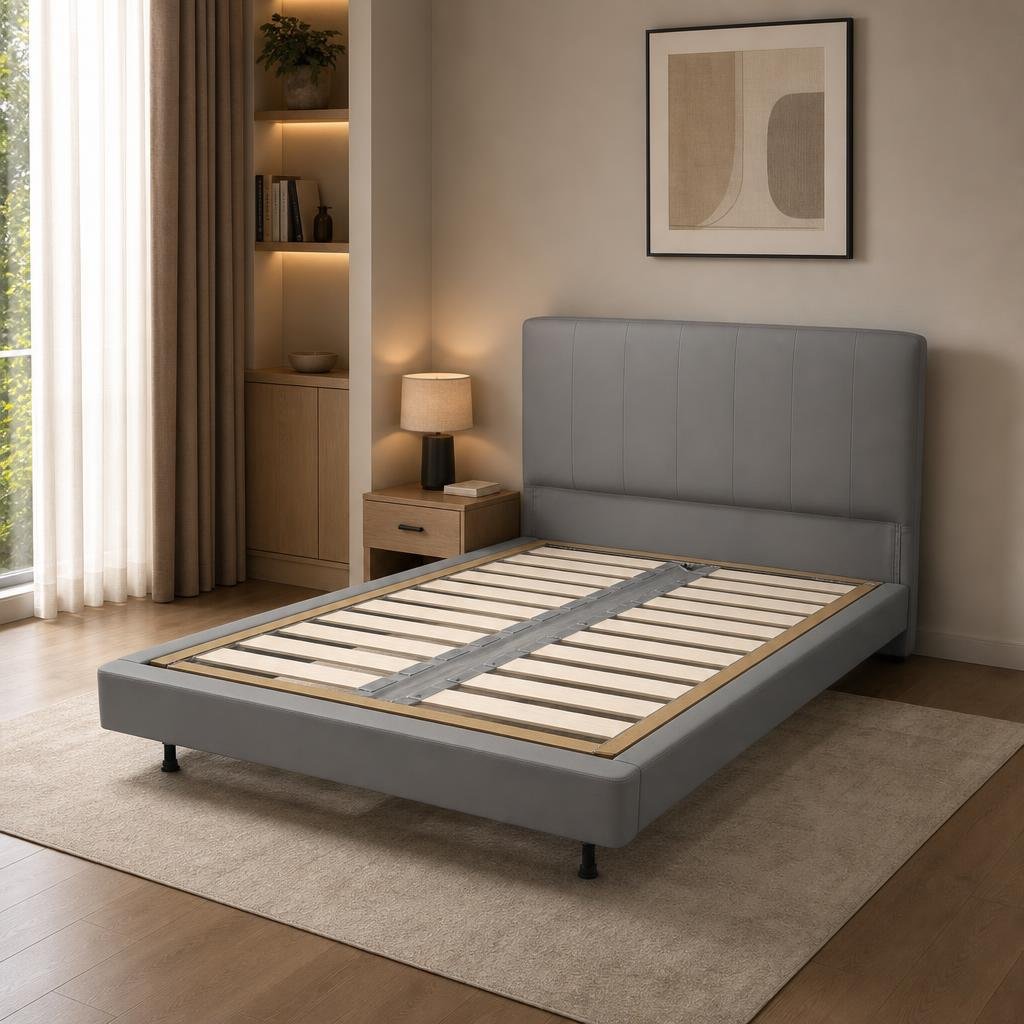 KIRA Grid Bed styled in a bedroom setting