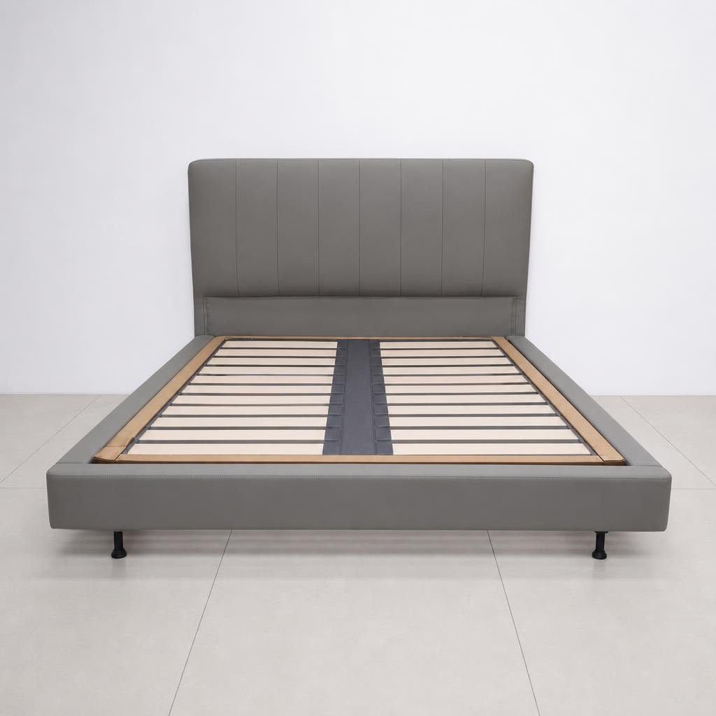 KIRA Grid Bed with upholstered headboard